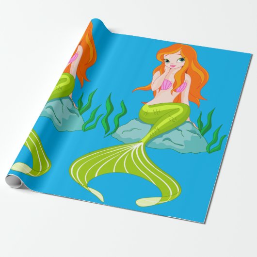 Cute Mermaid Girl Cadeaupapier (Uitgerold)