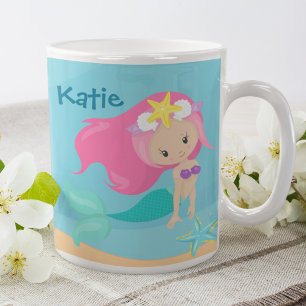 Cute Mermaid Girl Custom Kinder Ocean Beach House Koffiemok