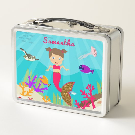 Cute Mermaid Girl in Colorful Ocean (Achterkant)