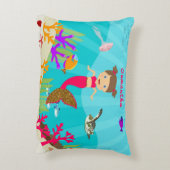 Cute Mermaid Girl in Colorful Ocean Accent Kussen (Achterkant (Verticaal))