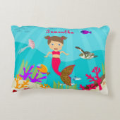 Cute Mermaid Girl in Colorful Ocean Accent Kussen (Achterkant)