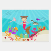 Cute Mermaid Girl in Colorful Ocean Inpakpapier Vel (Voorkant 2)