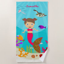 Cute Mermaid Girl in Colorful Ocean