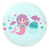 Cute Mermaid Girl Keramische Knop (Voorkant)
