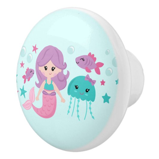 Cute Mermaid Girl Keramische Knop (Rechts)