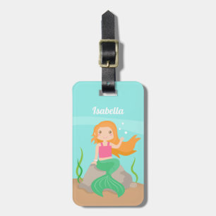 Cute Mermaid Girl onder het Zee gepersonaliseerd Bagagelabel