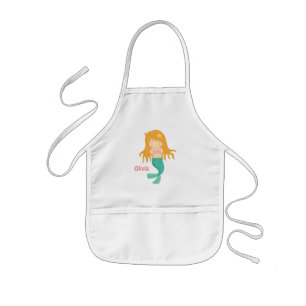 Cute Mermaid Girl Personalized Apron Kinder Schort