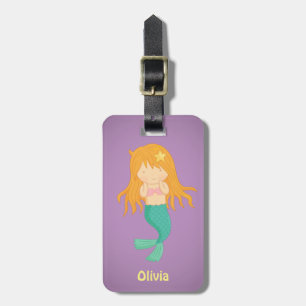 Cute Mermaid Girl Personalized Bagagelabel
