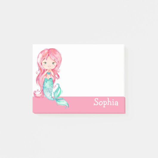 Cute Mermaid Girl Personalized Post-it® Notes (Voorkant)