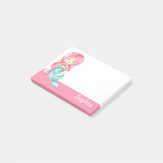 Cute Mermaid Girl Personalized Post-it® Notes (Schuin)