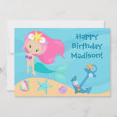 Cute Mermaid Girl persoonlijke gepersonaliseerde K Kaart (Voorkant)