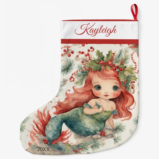 Cute Mermaid Grote Kerstsok (Achterkant)