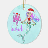Cute Mermaid Holding met kerstlampnaam Keramisch Ornament (Links)