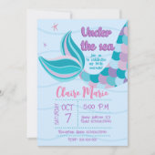 Cute Mermaid Invitation Kaart (Voorkant)