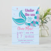 Cute Mermaid Invitation Kaart (Staand voorkant)