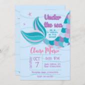 Cute Mermaid Invitation Kaart (Voorkant / Achterkant)