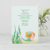 Cute Mermaid Invitation Kaart (Staand voorkant)