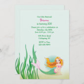 Cute Mermaid Invitation Kaart (Voorkant / Achterkant)
