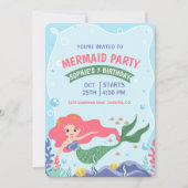 Cute Mermaid Invitation, onder het Zee van de verj Kaart (Voorkant)