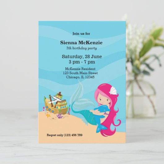 Cute Mermaid Kaart (Staand voorkant)