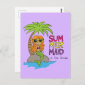 Cute Mermaid Kinder Cartoon Briefkaart (Voorkant / Achterkant)