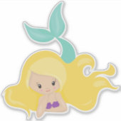 Cute Mermaid, Little Mermaid, Blonde Hair, Shell Sticker (Voorkant)