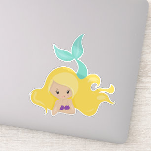 Cute Mermaid, Little Mermaid, Blonde Hair, Shell Sticker