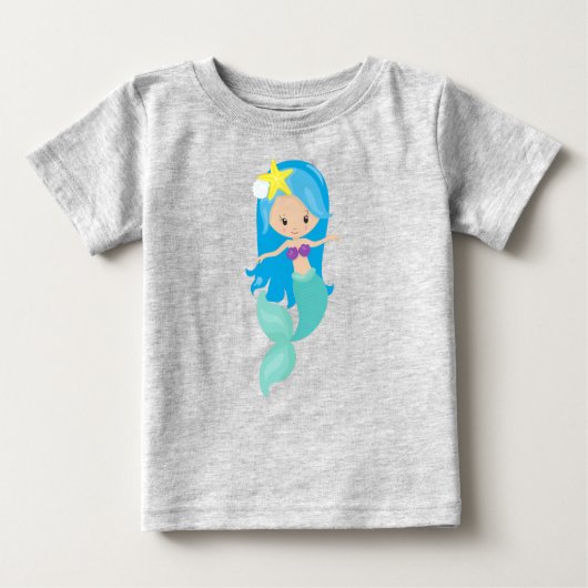 Cute Mermaid, Little Mermaid, Blue Hair, Starfish (Voorkant)