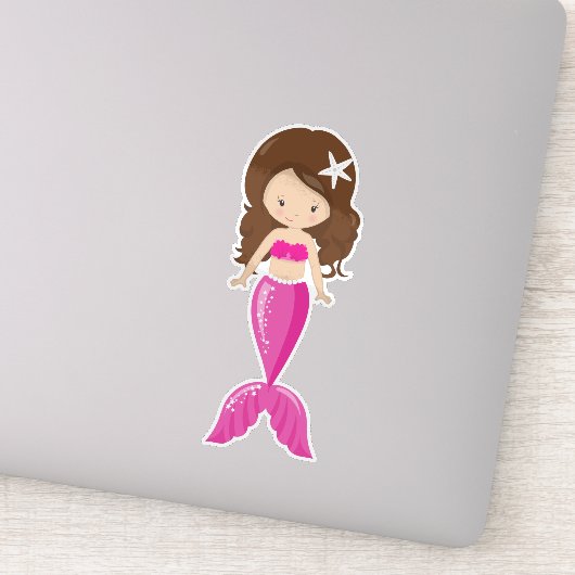 Cute Mermaid, Little Mermaid, Brown Hair, Tail Sticker (Detail)