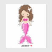 Cute Mermaid, Little Mermaid, Brown Hair, Tail Sticker (Vel)