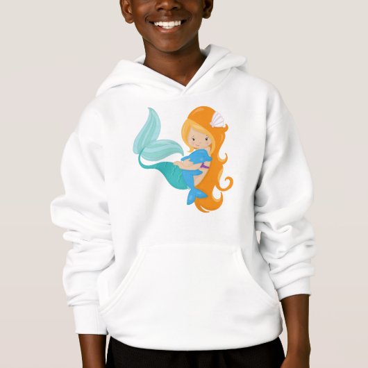 Cute Mermaid, Little Mermaid, Oranje Hair, Dolphin (Voorkant)