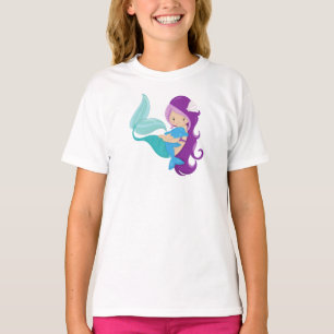 Cute Mermaid, Little Mermaid, Paarse Hair, Dolphin T-shirt