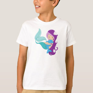 Cute Mermaid, Little Mermaid, Paarse Hair, Dolphin T-shirt