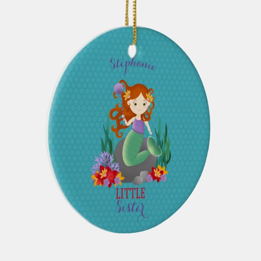 Cute Mermaid Little Sister Keramisch Ornament (Rechts)