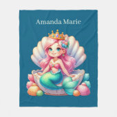 Cute mermaid lovers add name fleece deken (Voorkant)