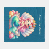 Cute mermaid lovers add name fleece deken (Voorkant (Horizontaal))