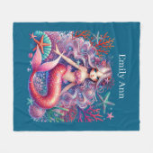 Cute mermaid lovers add name fleece deken (Voorkant (Horizontaal))