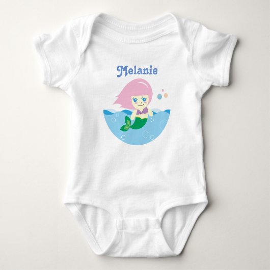 Cute Mermaid met Roze Hair, gepersonaliseerd Romper (Voorkant)