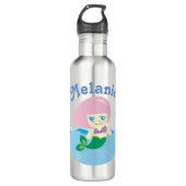 Cute Mermaid met Roze Hair, gepersonaliseerd Waterfles (Voorkant)