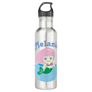 Cute Mermaid met Roze Hair, gepersonaliseerd Waterfles