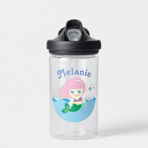 Cute Mermaid met Roze Hair, gepersonaliseerd Waterfles