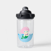 Cute Mermaid met Roze Hair, gepersonaliseerd Waterfles (Achterkant)
