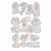 Cute Mermaid & Ocean Animals Sticker Set – Pastel (Voorkant)