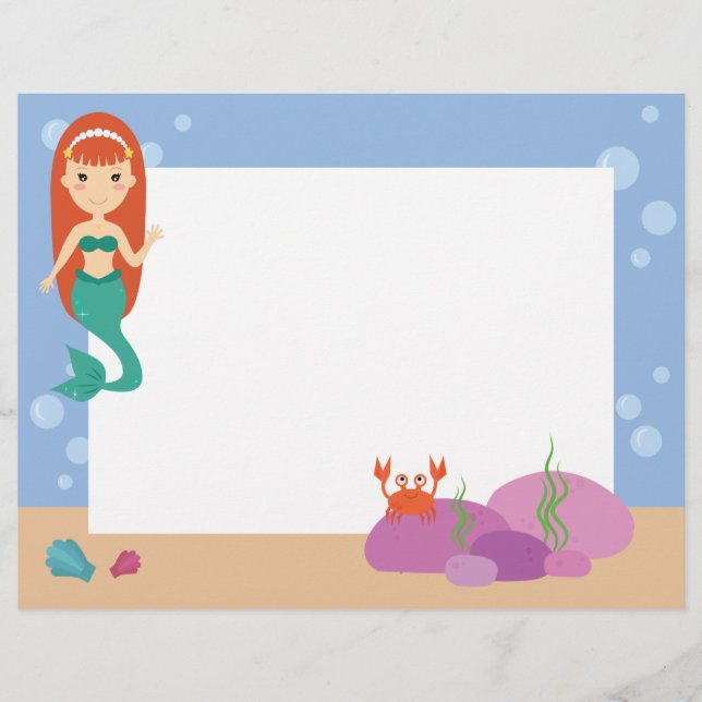 Cute mermaid oceanische thema zomermeisje  briefhoofd (Voorkant)