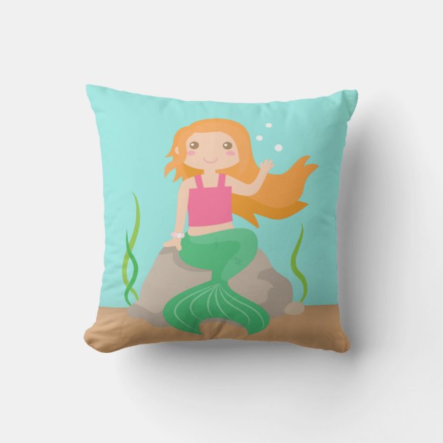 Cute Mermaid onder het zee, voor meisjes Kussen (Voorkant)