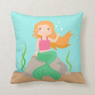 Cute Mermaid onder het zee, voor meisjes Kussen