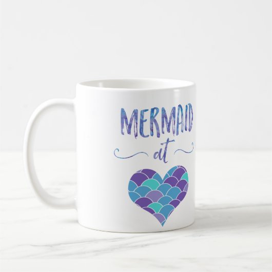 Cute Mermaid op de Mok Heart Coffee (Links)