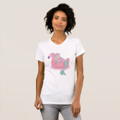 Cute Mermaid op Flamingo Pool Float Summer T-shirt (Voorkant volledig)