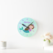 Cute Mermaid Paars Glitter Aqua Ronde Klok (Huis)