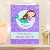 Cute Mermaid Paars Glitter Personalized Kaart